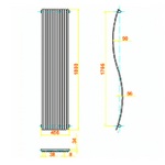 HLA34 Hudson Reed 1800x460mm Palero Anthracite Designer Radiator