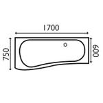 ACB024 Melrose 1700x750x600 Left Hand Bath