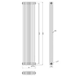 HXB12 Ultra 1800x381mm Colosseum Black Triple Column Vertical Radiator