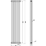 HXS12 Ultra 1800x381mm Colosseum Silver Triple Column Vertical Radiator