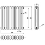 HX304 Ultra 600x606mm Colosseum White Triple Column Radiator