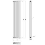 HX312 Ultra 1800x381mm Colosseum White Triple Column Vertical Radiator