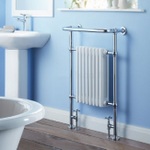 MTY022 Premier 640x945mm Harrow Chrome & White Heated Towel Rail