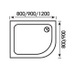 TCT038 900x800x45mm Offset Quadrant Right Hand Tray On Legs