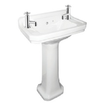 VIT001 Vitoria 515mm Cloakroom Basin & Pedestal 2 Tapholes