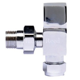 HT324 Hudson Reed Pure Square Chrome Radiator Valves Angled
