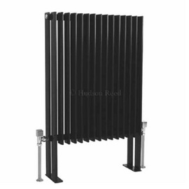HLB80 Hudson Reed 900x570mm Fin High Gloss Black Floor Mounted Radiator