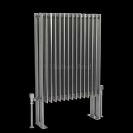 HLS80 Hudson Reed 900x570mm Fin High Gloss Silver Floor Mounted Radiator
