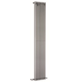 HLS89 Hudson Reed 1500x304mm Fin High Gloss Silver Vertical Radiator