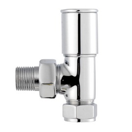 HT319 Ultra Round Chrome Modern Radiator Valves Angled