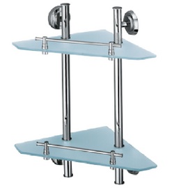 ACC068 Angulla Double Triangular Corner Glass Shelf