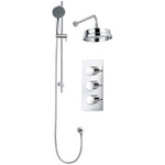 TCS078 Trend Triple Concealed Valve With Handwheels, Slide Rail Kit & 8" Fixed Head