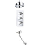 TCS083 Trend Triple Concealed Valve With Handwheels, Bath Filler & 5' Fixed Head