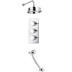 TCS084 Trend Triple Concealed Valve With Handwheels, Bath Filler & 8" Fixed Head