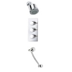 TCS085 Trend Triple Concealed Valve With Handwheels, Bath Filler & Fixed Head