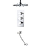 TCS086 Trend Triple Concealed Valve With Handwheels, Bath Filler & Star Head