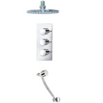 TCS088 Trend Triple Concealed Valve With Handwheels, Bath Filler & Round Head