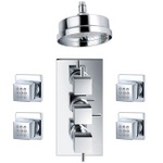 TCS090 Trend Triple Concealed Valve With Handwheels, 4 Body Jets & 5" Fixed Head