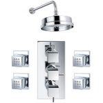 TCS091 Trend Triple Concealed Valve With Handwheels, 4 Body Jets & 8" Fixed Head