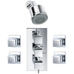 TCS092 Trend Triple Concealed Valve With Handwheels, 4 Body Jets & Fixed Head