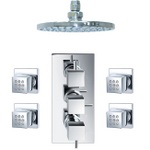 TCS095 Trend Triple Concealed Valve With Handwheels, 4 Body Jets & Round Head