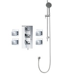 TCS096 Trend Triple Concealed Valve With Handwheels, 4 Square Body Jets & Slide Rail Kit