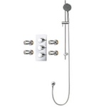 TCS097 Trend Triple Concealed Valve With Round Handwheels, 4 Round Body Jets & Slide Rail Kit