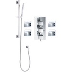 TCS098 Trend Triple Concealed Valve With Handwheels, 4 Body Jets & Square Slide Rail Kit