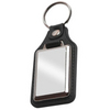 MD-40 Blank Faux Leather Wide Oblong Metal Medallion Insert Keyrings