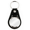 MD-25 Blank Faux Leather Metal Medallion Round Insert Keyrings