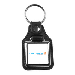 MD-10 Faux Leather Square Metal Medallion Insert Printed Keyrings