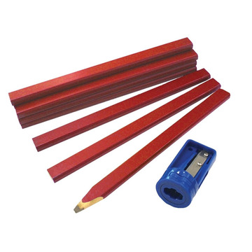 Carpenters Pencils Tube (12) + Sharpener - Faithfull