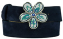 ceramic daisy belt buckle turq/blue