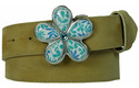 ceramic daisy belt buckle turq/blue