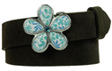 ceramic daisy belt buckle turq/blue