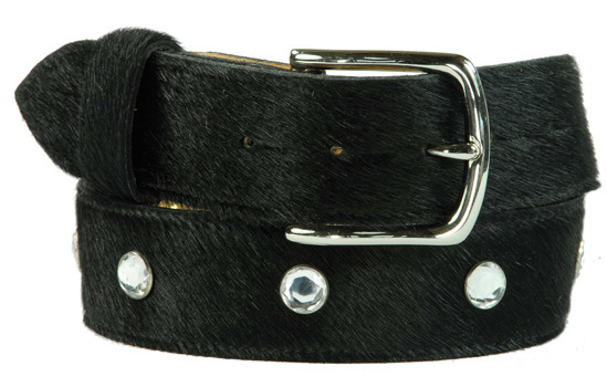 diamante black cowhide belt
