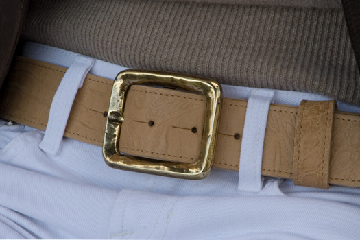gold square belt buckle