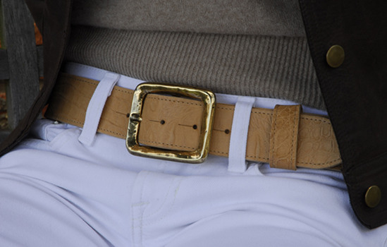 gold square belt buckle