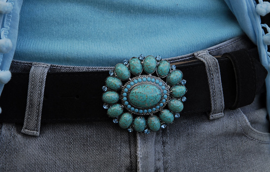 turquoise stone flower belt buckle