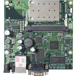 (RB411AR)MikroTik Routerboard 411AR 300MHZ CPU 64MB RAM 1 LAN 1 MiniPCI Integrated 802.11b/g 20dBm MMCX L4 PoE 28V