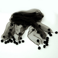 Black Pom Pom  Organza Silk Shawl