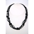 Black Jet & Ribbon Necklace N132