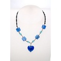 Colbalt Glass Heart Necklace N101