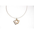 Silver & Gold Crystal Pendant Necklace JS09
