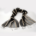 Black & Champagne Stripe Organza Silk Shawl
