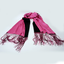 Cerise & Black Silk Shawl