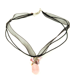 Pink Stone Bead & Pearl Pendant