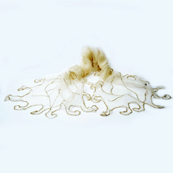 Ivory Beaded Organza Silk Shawl