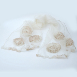 Ivory Metallic Silk Shawl