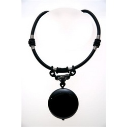Black Agate Pendant Necklace